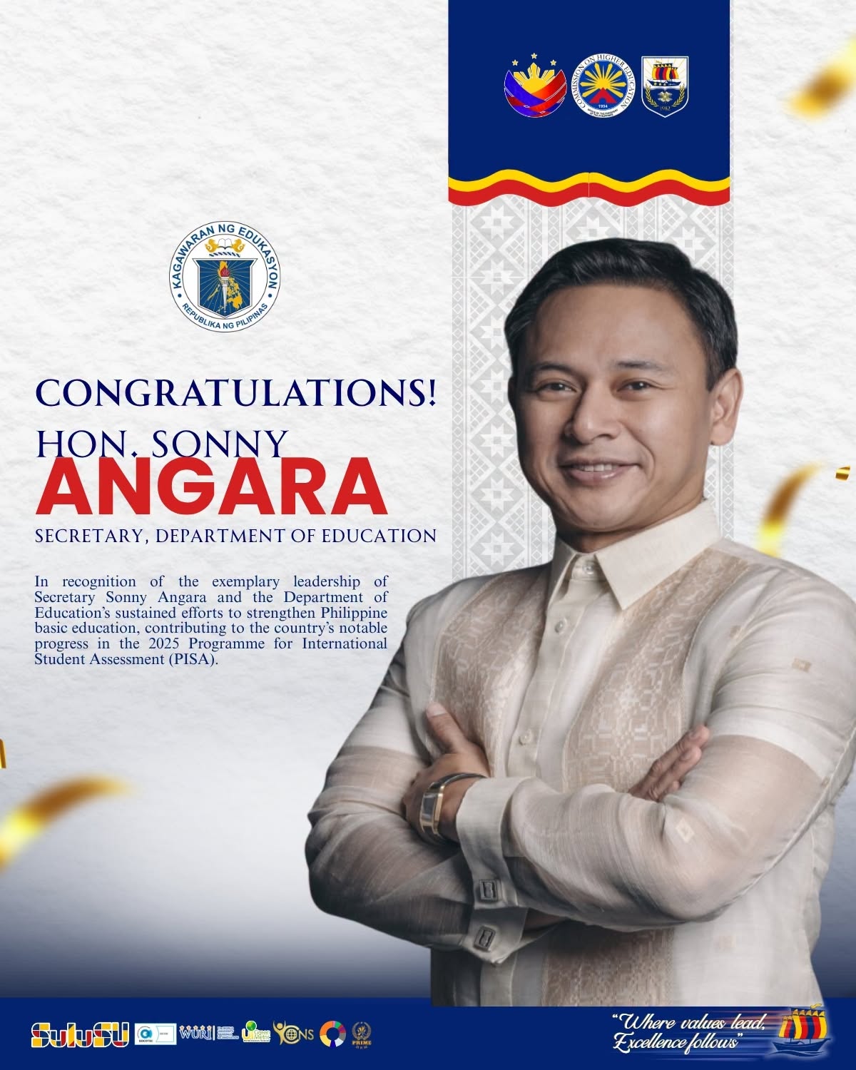 CONGRATULATIONS, SECRETARY SONNY ANGARA AND DEPED ON PISA 2025