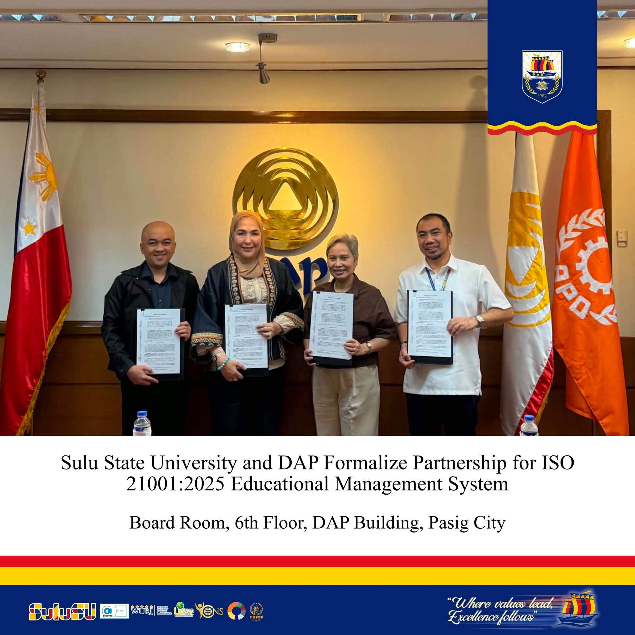 Sulu State University and DAP Formalize Partnership for ISO 21001:2025 Educational Management System