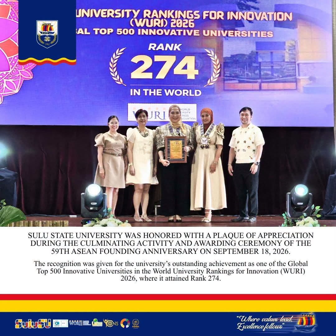 Sulu State University Receives Plaque of Appreciation at 59th ASEAN Founding Anniversary Awarding Ceremony