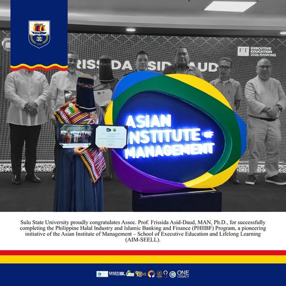 SuluSU Congratulates Assoc. Prof. Frissida Asid-Daud, MAN, Ph.D.